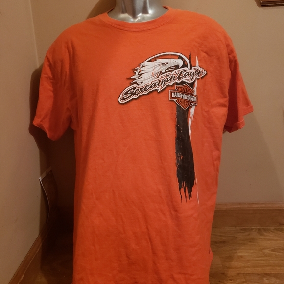 Harley-Davidson Fargo ND Orange Mens   Tee 2014 - 2016 L - Picture 2 of 6